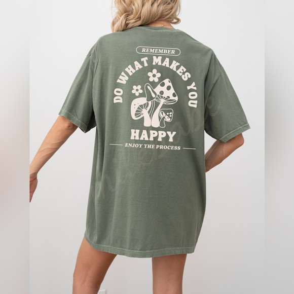 Comfort Colors  Do What Makes You Happy Mushroom Graphic Tee Shirt - Picture 4 of 11